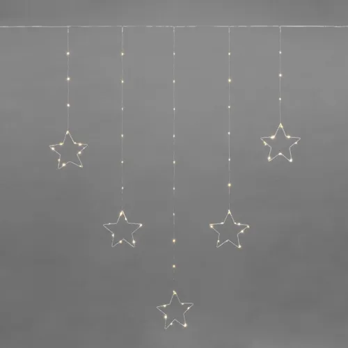 Световой дождь Neon-Night занавес из росы с фигурами Звезд 315-846 (теплый белый)