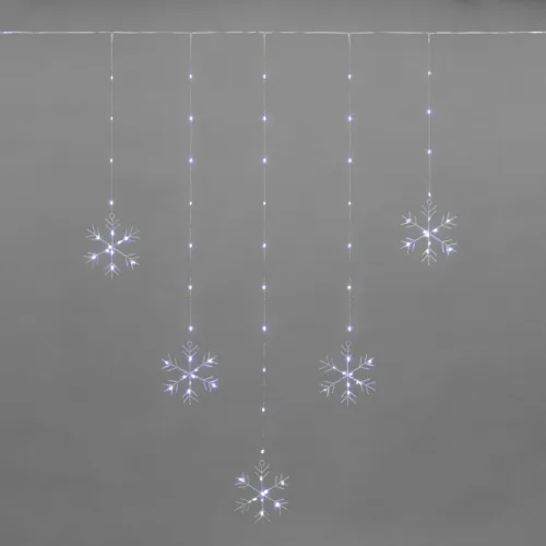 Световой дождь Neon-Night занавес из росы с фигурами Снежинок 315-845 (белый)