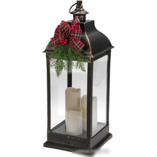 Новогодняя гирлянда Neon-Night Декоративный фонарь бронзовый 24х24х65 см 513-049 (теплый белый)