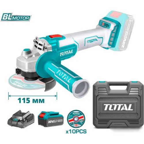 Угловая шлифмашина Total TAGLI2011587 (с 1-м АКБ, кейс)