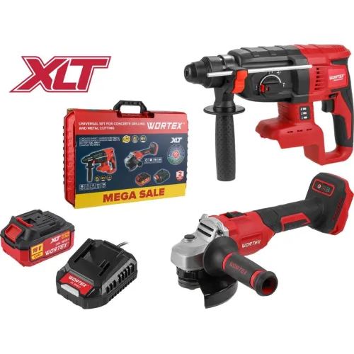 Wortex 1329852 (перфоратор, болгарка, 1 АКБ, кейс)
