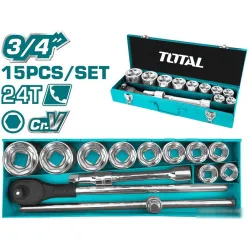 Набор трещотка с головками Total THT341151 (15 предметов)
